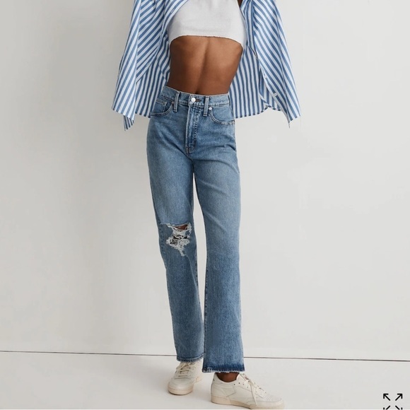 NWOT The Perfect Vintage Straight Jean in Kingsbury Wash: Knee-Rip Edition | 25 - Picture 1 of 10
